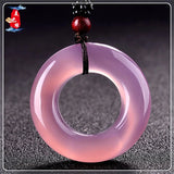 Pink Agate Jade Pendant Necklace Safety Button Jade Necklaces Pendants
