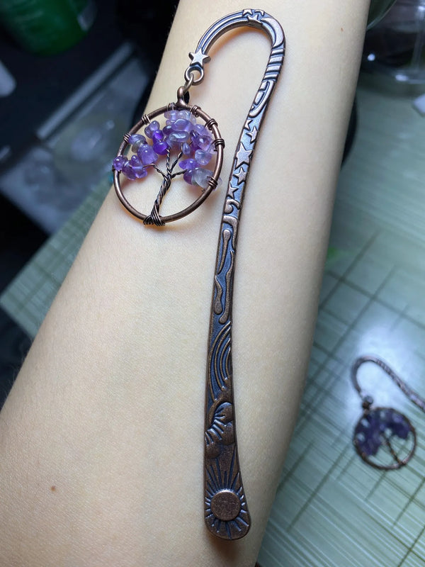 Pink Amethyst Lapulite Red Jade Inlaid Bookmark