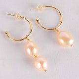 Pink Baroque Pearl Earring 18k Ear Drop Dangle Women Wedding Gift