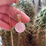 Pink Crystal Bead Necklace Pendant Healing Gemstone Charm for Jewelry Making
