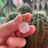 Pink Crystal Bead Necklace Pendant Healing Gemstone Charm for Jewelry Making