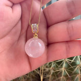 Pink Crystal Bead Necklace Pendant Healing Gemstone Charm for Jewelry Making
