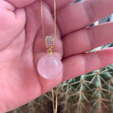 Pink Crystal Bead Necklace Pendant Healing Gemstone Charm for Jewelry Making