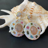 Pink Crystal Tourmaline Leather Earrings
