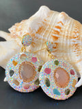 Pink Crystal Tourmaline Leather Earrings