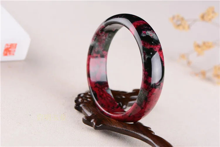 Pink Jade Bangle Bracelet Flower Gemstone Jadeite Jade Jewelry