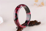 Pink Jade Bangle Bracelet Flower Gemstone Jadeite Jade Jewelry