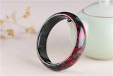 Pink Jade Bangle Bracelet Flower Gemstone Jadeite Jade Jewelry
