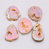 Natural Pink Quartz Druzy Pendant Necklace