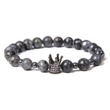 Pink Stone Beads Bracelet Lucky Rose Crown Women Jewelry Charm Bracelet
