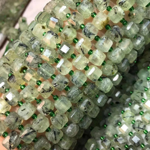 Prehnite 8-8.5mm Cube Faceted Beads for Jewelry Making