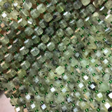 Prehnite 8-8.5mm Cube Faceted Beads for Jewelry Making