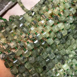 Prehnite 8-8.5mm Cube Faceted Beads for Jewelry Making