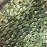 Prehnite 8-8.5mm Cube Faceted Beads for Jewelry Making