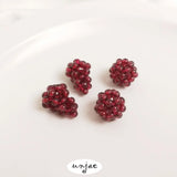 Natural Garnet Hand-Woven Flower Ball Beads Loose Beads DIY Jewelry