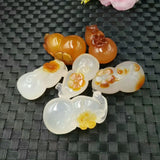 Natural Jade Myelin Carved Gourd Flu Pendant
