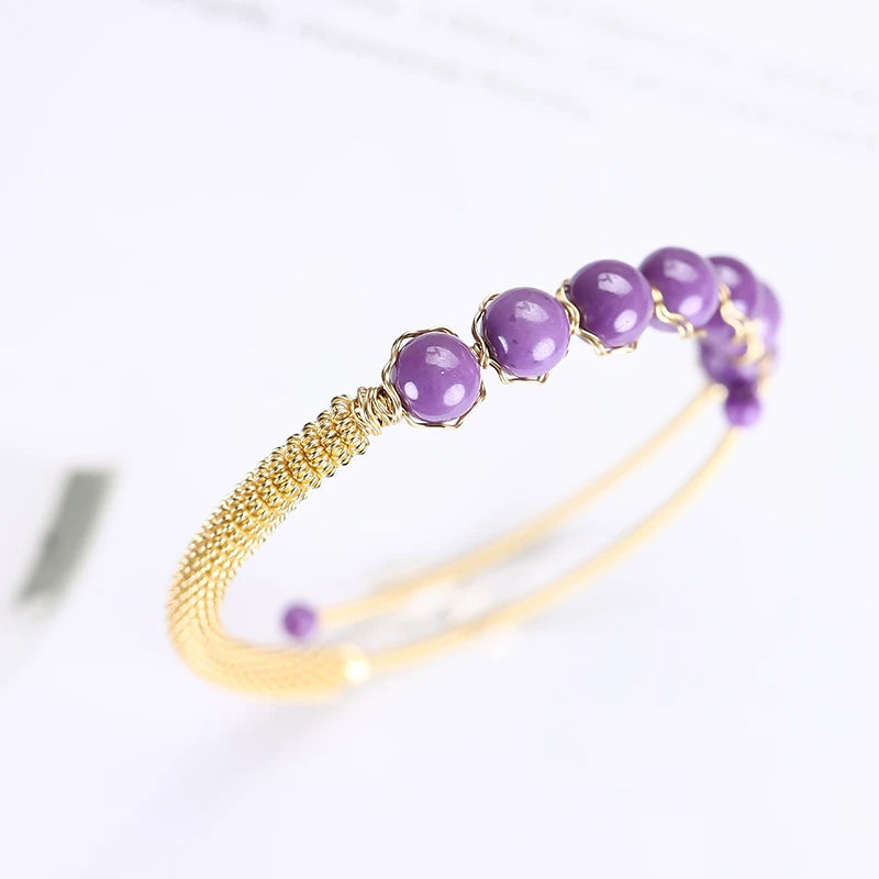 Natural Purple Bracelet Handmade with Healing Stones