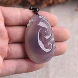 Natural Purple Chalcedony Agate Pixiu Fu Shou Ruyi Ziqi Donglai Jade Pendant