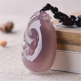 Natural Purple Chalcedony Agate Pixiu Fu Shou Ruyi Ziqi Donglai Jade Pendant