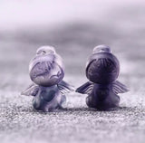 Purple Jade-Like Stone Carving Bear Angel Pendant, Hand-Carved Accessories
