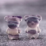 Purple Jade-Like Stone Carving Bear Angel Pendant, Hand-Carved Accessories