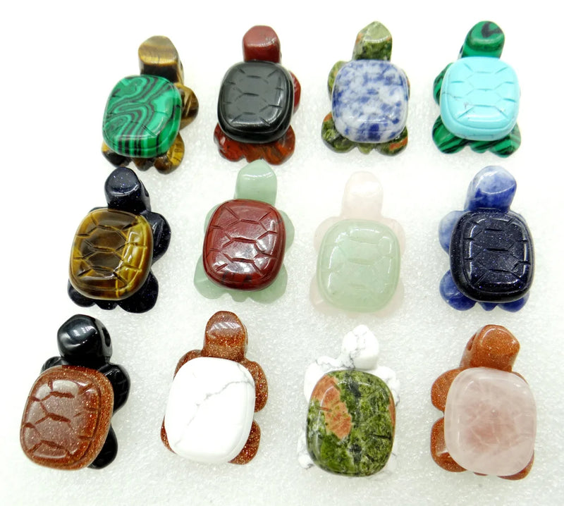 Natural Quartz Crystal Tiger Opal Eye Sodalite Turtle Pendant
