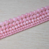 Pink Round Quartz Stone Loose Beads for Jewelry Making DIY Bracelet Necklace
