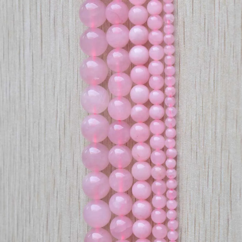 Pink Round Quartz Stone Loose Beads for Jewelry Making DIY Bracelet Necklace