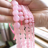 Pink Round Quartz Stone Loose Beads for Jewelry Making DIY Bracelet Necklace
