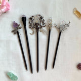 Quartz Stone Wood Hairpin 19-20 cm Crystal Hairpin Bridal Hair Comb BOHO Wedding