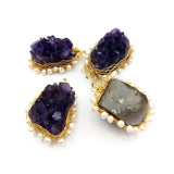 Amethyst Druzy Pearl Pendant Wire Wrapped Beads Necklace DIY