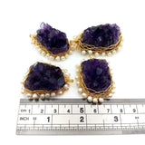 Amethyst Druzy Pearl Pendant Wire Wrapped Beads Necklace DIY