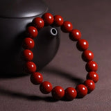 Cinnabar Jade Buddha Beads Bracelet for Peace