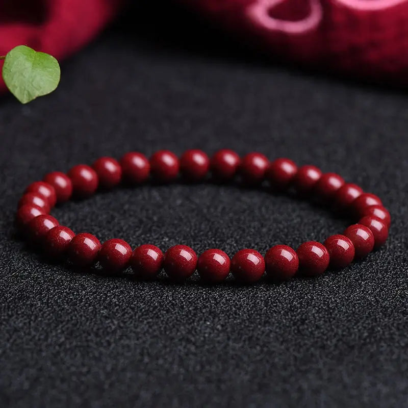 Cinnabar Jade Buddha Beads Bracelet for Peace