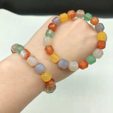 Chalcedony Agate Bead Bracelet with Jade Gift