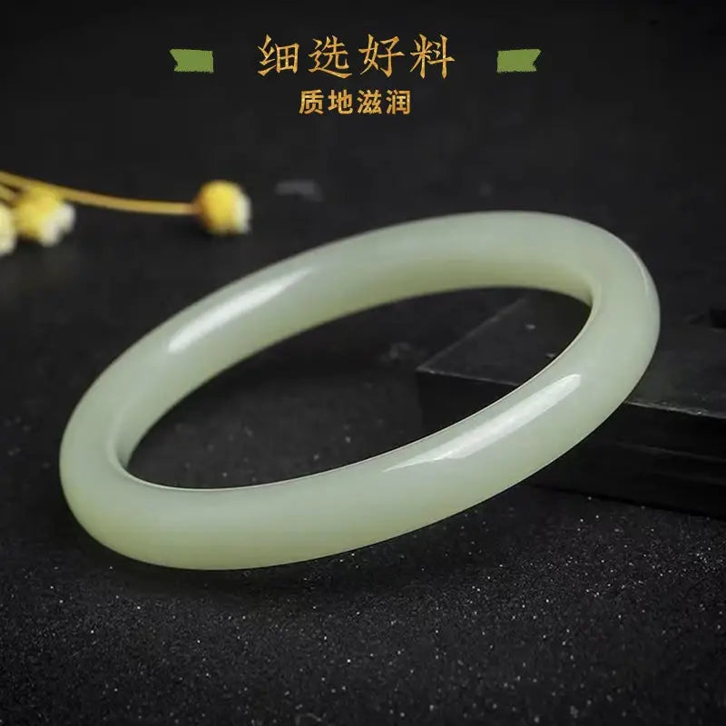 Natural Chalcedony Hetian Jade Bangle Cyan Jade Bracelet