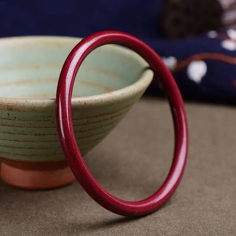 Red Cinnabar Jade Bangle Round Bar Jadeite Bangle Light Red Jade Bracelet