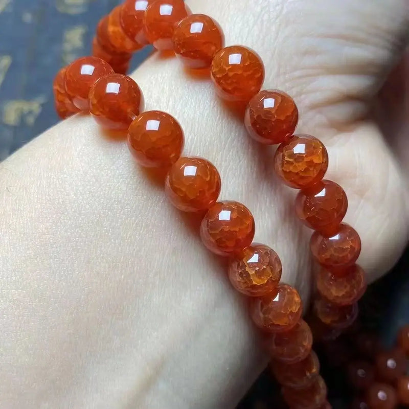 Red Agate Ice Seed Phoenix Blood Longlin Agate Bracelet