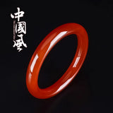 Red Agate Chalcedony Bracelet Hand-Carved Emerald Bangles