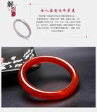 Red Agate Chalcedony Bracelet Hand-Carved Emerald Bangles