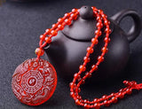 Natural Red Agate Dragon Phoenix Pendant Jade Plate Taiji Trigrams Jade Plate
