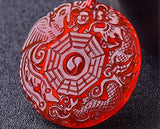 Natural Red Agate Dragon Phoenix Pendant Jade Plate Taiji Trigrams Jade Plate
