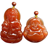 Red Agate Guan Yin Buddha Jade Pendant Necklace Jadeite Jewelry