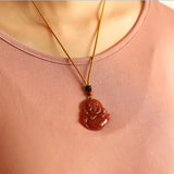Red Agate Guan Yin Buddha Jade Pendant Necklace Jadeite Jewelry