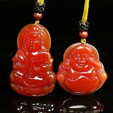 Red Agate Guan Yin Buddha Jade Pendant Necklace Jadeite Jewelry