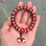 Red Agate Jade Beads Bracelet Handcarved Bangle
