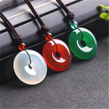 Red Agate Jade Safety Buckle Pendant Chinese Necklace Charm