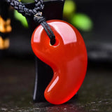 Red Agate Necklace Pendant Crystal Quartz Magatama Tai Chi Yin Yang Crescent Spi