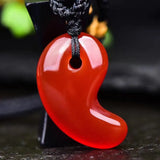 Red Agate Necklace Pendant Crystal Quartz Magatama Tai Chi Yin Yang Crescent Spi