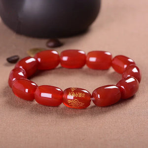 Red Agate Heart Sutra Bracelets for Couples